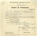 Registo de velocípede de marca Cycles Raio e Pombal, com o nº 3208, em nome de João Simões Parcelas Júnior, morador em Assafora.