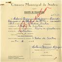 Registo de velocípede de marca Motom com motor, com o nº 6218, em nome de António Dionísio Rodrigues, morador em S. Pedro de Sintra.