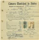 Registo de matricula de velocipedista em nome de Alfredo Pedro da Silva, morador no Linhó, com o nº de inscrição 610.