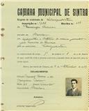Registo de matricula de velocipedista em nome de Domingos Baleia, morador em Bolelas, com o nº de inscrição 1788.
