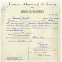 Registo de velocípede com o nº 5455, em nome de Manuel Duarte, morador em Idanha.