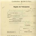Registo de velocípede com o nº 2185, em nome de Maria Fernanda de Almeida [...] de Assunção, moradora em Mem Martins.