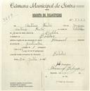 Registo de velocípede de marca Nacional, com o nº 5323, em nome de António Freitas, morador em Bolelas.