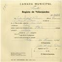 Registo de velocípede de marca Flecha, com o nº 2836, em nome de Júlio Miguel Pedroso, morador em Cabriz.