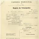 Registo de velocípede com o nº 1010, em nome de Ricardo Nunes, morador em Ulgueira.