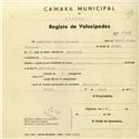 Registo de velocípede com o nº 3083, em nome de Agostinho Gaiola Claudino, morador em Chilreira.