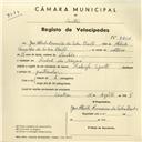 Registo de velocípede de marca Raleigh Sport, com o nº 3801, em nome de José Alberto Romeiras da Silva Bastos, morador em Pinhal da Nazaré.