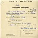 Registo de velocípede com o nº 1616, em nome de Maria Isabel Serradas Duarte, moradora em Vinagre.