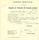 Registo de um veiculo de duas rodas tirado por dois animais de espécie muar destinado a transporte de mercadorias em nome de Jaime do Cabo Passos, morador no Cacém.