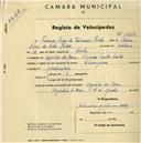 Registo de velocípede de marca Champion, com o nº 1993, em nome de Frederico Lúcio de Valsassina Heitor, morador em Azenhas do Mar.
