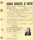 Registo de matricula de velocipedista em nome de Maria Gabriela da Anunciação de Figueiredo Cabral [C...] Pereira, moradora em Colares, com o nº de inscrição 3069.