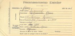 Recenseamento escolar de Manuel, filho de Gertrudes Maria, morador na Ulgueira.