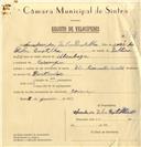Registo de velocípede com motor Cuciolo, com o nº 7401, em nome de Amadeu da Silva Castelhano, morador em Carenque.