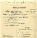 Registo de velocípede de marca Cycles Pombal, com o nº 6652, em nome de Fradique Oliveira, morador em Sintra.
