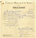 Registo de velocípede de marca Saches, com o nº 7157, em nome de Paulo Lavrador Raio, morador em Sintra.