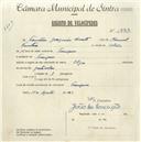 Registo de velocípede de marca Olga, com o nº 5373, em nome de Faustino Joaquim Duarte, morador em Terrugem.