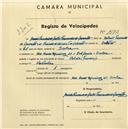 Registo de velocípede com o nº 1972 em nome de Amadis Trindade Bastos Fernandes de Carvalho, morador em Estefânia.