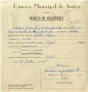 Registo de velocípede de marca Royal, com o nº 8161, em nome de Maria Júlia Fino de Almeida d'Eça, moradora em Sintra.