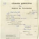 Registo de velocípede com o nº 4694, em nome de Manuel da Luz Santos, morador em Queluz.