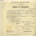 Registo de velocípede de marca Olympique, com o nº 2828, em nome de Manuel Camilo da Silva, morador em Casais da Cabrela.