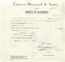 Registo de velocípede com o nº 8831, em nome de José Casimiro dos Santos., morador em Linhó.