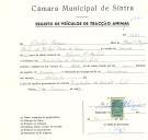 Registo de um veiculo de duas rodas tirado por um animal de espécie asinina destinado a transporte de mercadorias em nome de Sebastião Marques, morador nas Escadinhas do Hospital, Sintra.