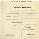 Registo de velocípede de marca Regina Imperial, com o nº 17, em nome de Felisberto Duarte Sousa, morador  em Cortegaça.