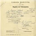 Registo de velocípede de marca Elios, com o nº 3002, em nome de Joaquim Delgado, morador em Rio de Mouro.