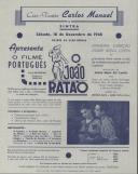 Programa do filme "O João Ratão" realizado por Jorge Brum do Canto com a participação de Oscar de Lemos, Maria Domingas, António Silva, M. Santos Carvalho, Teresa Casal, Costinha e Álvaro d'Almeida.