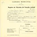 Registo de um veiculo de duas rodas tirado por um animal de espécie asinina destinado a transporte de mercadorias em nome de Matias Joaquim Tojeira, morador em Morelena.