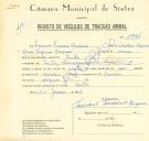 Registo de um veiculo de quatro rodas tirado por dois animais de espécie cavalar destinado a transporte de mercadorias em nome de Francisco Ferreira Marques, morador em Sintra.
