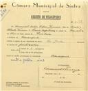 Registo de velocípede de marca La Perle, com o nº 6538, em nome de Manuel Artur Lopes Ferreira, morador em Carenque.