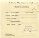 Registo de velocípede com o nº 9653, em nome de João Martins Branco, morador em Belas.