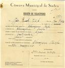 Registo de velocípede de marca Azur, com o nº 7779, em nome de João Ricardo Filipe, morador em Almargem do Bispo.