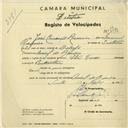 Registo de velocípede de marca Star, com o nº 2703, em nome de José [Conceição] Ramiro, morador em Aruil de Baixo.