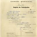 Registo de velocípede de marca Rolls, com o nº 706, em nome de João Félix Francisco, morador em Cabo da Roca.