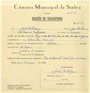 Registo de velocípede de marca Aprilia, com o nº 6959, em nome de José Antunes, morador em Praia das Maçãs.