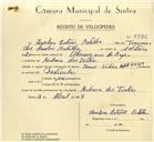 Registo de velocípede de marca Famel com motor Vitória, com o nº 9992, em nome de Ansemo Estevão Batalha, morador em Ribeira dos Tostões.