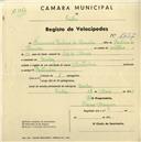 Registo de velocípede de marca Bottechia, com o nº 1757, em nome de Francisco Paulino de Almeida., morador em Queluz.