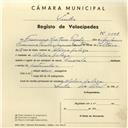 Registo de velocípede de marca Caravela, com o nº 4158, em nome de Francisco Caetano Paulo, morador em Aldeia Galega.