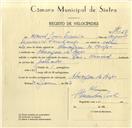 Registo de velocípede de marca Nacional, com o nº 9627, em nome de Manuel Gomes Francisco, morador em Almargem do Bispo.