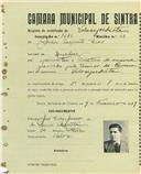 Registo de matricula de velocipedista em nome de Júlio Augusto Dias, morador em Queluz, com o nº de inscrição 1613.