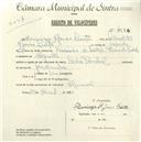Registo de velocípede de marca Cycles Pombal, com o nº 4624, em nome de Domingos Afonso Leitão, morador em Algueirão.
