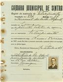 Registo de matricula de velocipedista em nome de Manuel dos Santos Alfornel, morador em Carenque, com o nº de inscrição 894.