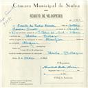 Registo de velocípede de marca Champion, com o nº 5101, em nome de Camilo da Rocha Correia, morador em Idanha.