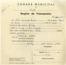 Registo de velocípede de marca Flecha, com o nº 3465, em nome de Nuno Figueiredo Ramos, morador em Beco do Capucho, Queluz.