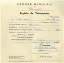 Registo de velocípede de marca Flecha, com o nº 3156, em nome de Ursula Dietman, moradora em Sintra.