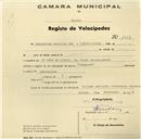 Registo de velocípede de marca Champion, com o nº 1018, em nome de Companhias Reunidas de Gás e Eletricidade, com sede em Lisboa.