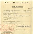 Registo de velocípede com o nº 6735, em nome de António de Carvalho, morador em Meleças.