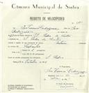 Registo de velocípede de marca Motom, com o nº 8351, em nome de Ivo Ferreira Rodrigues, morador em S. Pedro de Sintra.